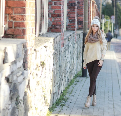 Czapka dzianinowa PARADIS ECRU FUR