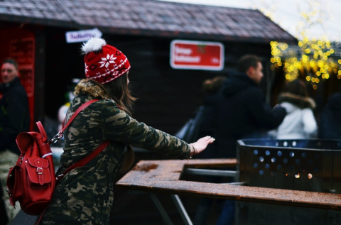 Czapka dzianinowa PARADIS RED FUR