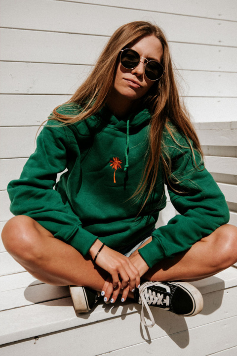 BLUZA HOODIE Z KAPTUREM JUNGMOB PALMS GREEN